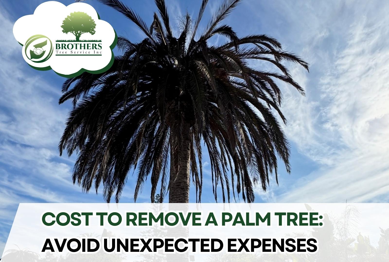 Worker cutting down a tall palm tree safely.