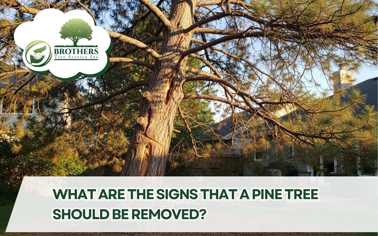 dead branches showing signs a pine tree should be removed